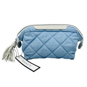 Soncy Blue Quilted Cosmetics / Make-Up Bag - 7” x 6” x 4”